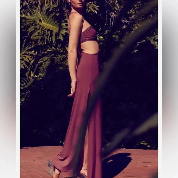 MISA LOS ANGELES Lyra Cut Out Jersey Knit Maxi Dress Cocoa Brown Size S NWT - Picture 13 of 13